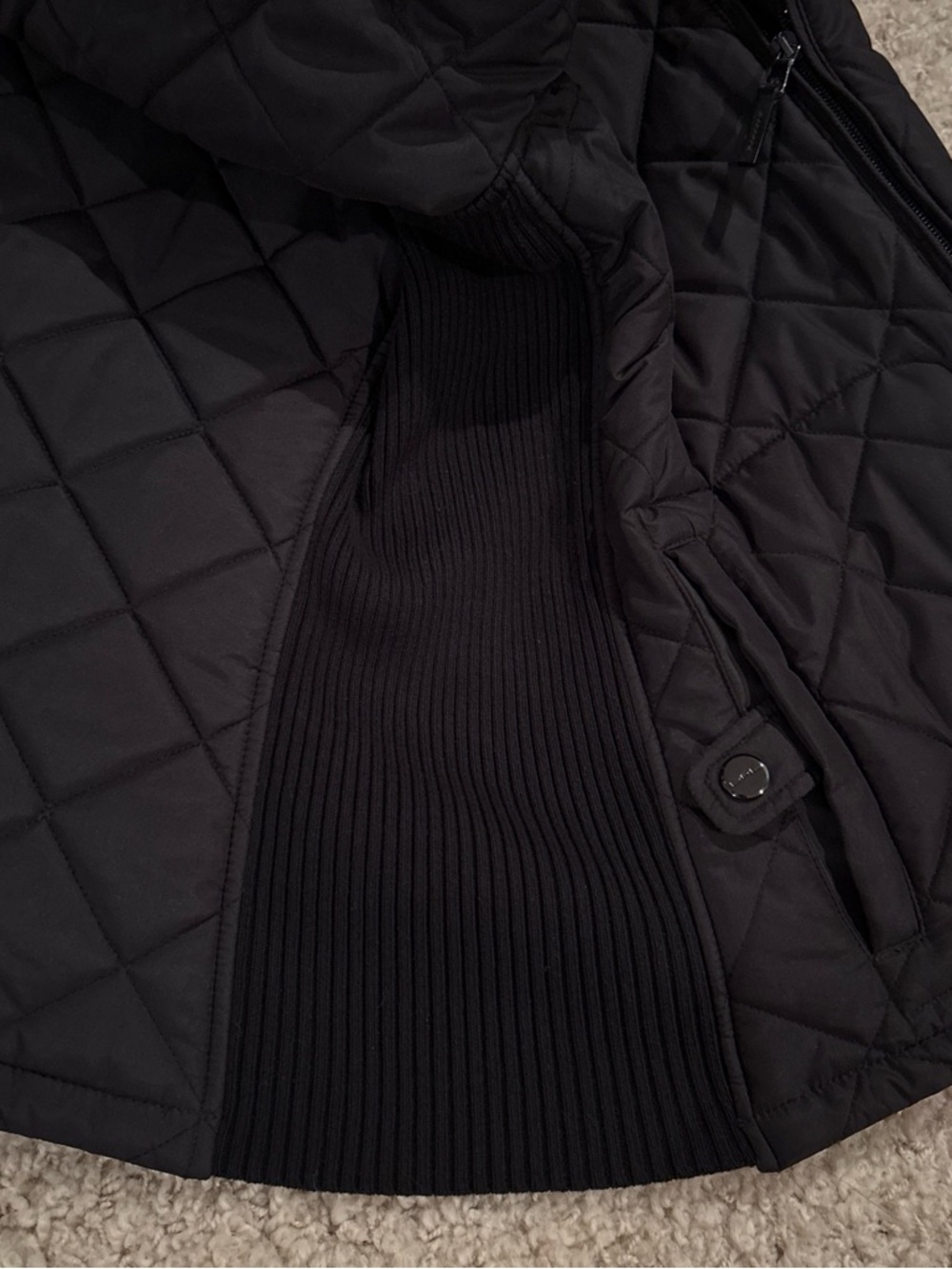 Lauren Ralph Lauren Petite Quilted Faux Leather Shoulder Collared Jacket Size PL - Picture 7 of 9